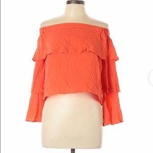 Ruffle shirt top orange